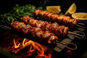 juteux embroché chercher kababs une l'eau à la bouche mélange de épices et grillé la bonté ai généré photo