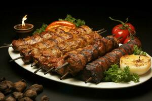 juteux embroché chercher kababs une l'eau à la bouche mélange de épices et grillé la bonté ai généré photo