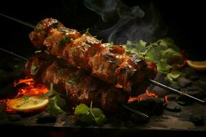 juteux embroché chercher kababs une l'eau à la bouche mélange de épices et grillé la bonté ai généré photo