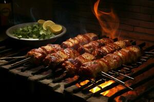 juteux embroché chercher kababs une l'eau à la bouche mélange de épices et grillé la bonté ai généré photo