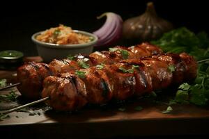 juteux embroché chercher kababs une l'eau à la bouche mélange de épices et grillé la bonté ai généré photo