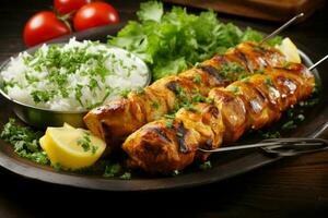 juteux embroché chercher kababs une l'eau à la bouche mélange de épices et grillé la bonté ai généré photo