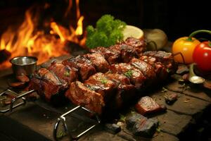 juteux embroché chercher kababs une l'eau à la bouche mélange de épices et grillé la bonté ai généré photo