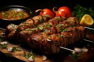 juteux embroché chercher kababs une l'eau à la bouche mélange de épices et grillé la bonté ai généré photo