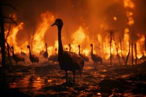 incendies forêt Feu engloutit les bois Feu se répand sauvagement ai généré photo