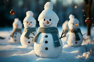 ai généré charmant bonhomme de neige hérauts Noël fête vacances acclamation ai généré photo