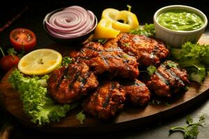 juteux embroché chercher kababs une l'eau à la bouche mélange de épices et grillé la bonté ai généré photo