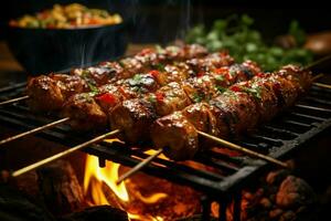 juteux embroché chercher kababs une l'eau à la bouche mélange de épices et grillé la bonté ai généré photo