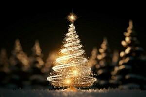 ai généré magnifiquement décoré Noël arbre avec scintillement lumières et de fête ornements ai généré photo