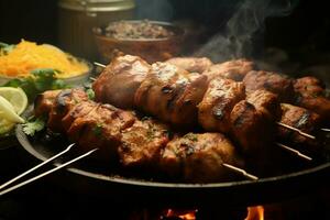 juteux embroché chercher kababs une l'eau à la bouche mélange de épices et grillé la bonté ai généré photo