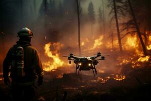 incendies forêt Feu engloutit les bois Feu se répand sauvagement ai généré photo