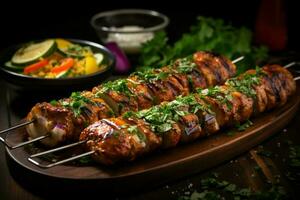 juteux embroché chercher kababs une l'eau à la bouche mélange de épices et grillé la bonté ai généré photo