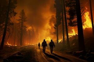 incendies forêt Feu engloutit les bois Feu se répand sauvagement ai généré photo