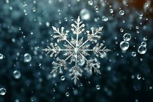 ai généré flocons de neige gracieusement décorer une hiver pays des merveilles Noël neige lumière Contexte ai généré photo