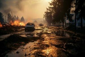 incendies forêt Feu engloutit les bois Feu se répand sauvagement ai généré photo