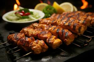 juteux embroché chercher kababs une l'eau à la bouche mélange de épices et grillé la bonté ai généré photo