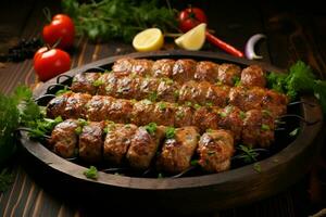 juteux embroché chercher kababs une l'eau à la bouche mélange de épices et grillé la bonté ai généré photo