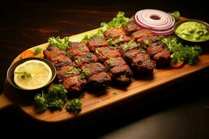 juteux embroché chercher kababs une l'eau à la bouche mélange de épices et grillé la bonté ai généré photo