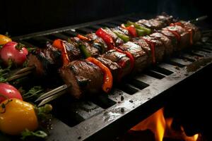 juteux embroché chercher kababs une l'eau à la bouche mélange de épices et grillé la bonté ai généré photo