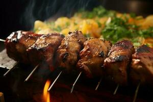 juteux embroché chercher kababs une l'eau à la bouche mélange de épices et grillé la bonté ai généré photo