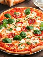 ai généré fraîchement italien Pizza avec mozzarella fromage tranche génératif ai photo