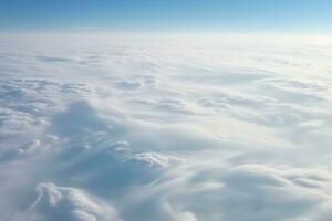 ai généré aérien vue de continu nuage couverture au dessus le la terre surface photo