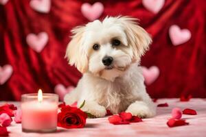 ai généré. chiot la Saint-Valentin journée portrait photo