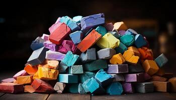 ai généré vibrant coloré jouet blocs créer une amusement apprentissage arc en ciel généré par ai photo