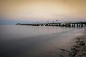 en bois jetée dans sopot, Pologne photo