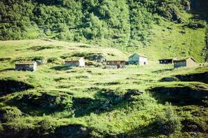 traditionnel Norvège Maisons dans le montagnes photo