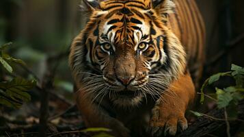 ai généré tigre rugissement photo fond d'écran