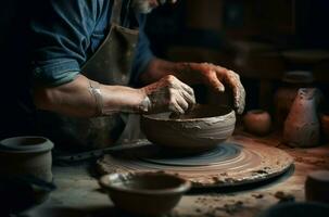 fabriqués à la main poterie atelier. produire ai photo