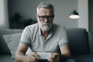 triste déçu pauvres Sénior homme. produire ai photo