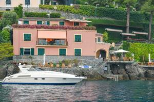 panoramique vue à le Marina, bateaux et yachts Portofino, Italie photo