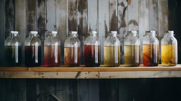 ai généré génératif ai, fait maison fermenté kombucha boire, en bonne santé thé, Naturel probiotique parfumé boisson photo