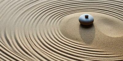 ai généré génératif ai, Zen jardin avec le sable et des pierres, hypnotique Facile illustration, calme se détendre et méditation concept photo