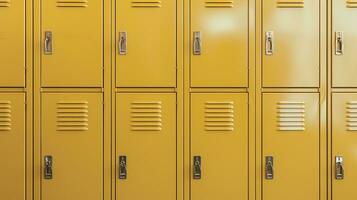 ai généré génératif ai, rangée de haute école Casiers dans le couloir, casier pièce photo