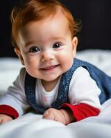 ai généré fermer portrait souriant bébé généré image photo