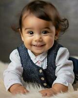 ai généré fermer portrait souriant bébé généré image photo