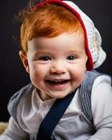 ai généré fermer portrait souriant bébé généré image photo