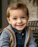 ai généré fermer portrait souriant bébé généré image photo