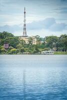 aérien vue de une da lat ville avec développement bâtiments, transport. touristique ville dans développé vietnam. centre carré de da lat ville avec xuan Huong Lac et marché. photo