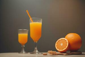 ai généré Chocolat puce biscuits sur Orange Contexte. proche en haut. sélectif se concentrer. ai génératif photo