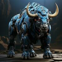 ai généré 3d dessin animé bison robot photo