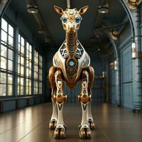 ai généré 3d dessin animé girafe robot photo
