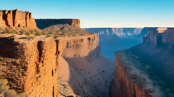 ai généré la nature majestueux chef-d'œuvre, une Stupéfiant rocheux désert canyon oasis.ai généré photo