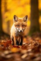 ai généré rouge Renard dans le l'automne forêt. magnifique sauvage animal dans la nature. photo