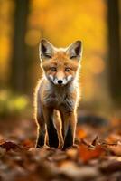 ai généré rouge Renard dans le l'automne forêt. magnifique sauvage animal dans la nature. photo