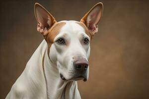 ai généré blanc Labrador retriever chien portrait sur une solide Couleur Contexte. studio tir. génératif ai photo