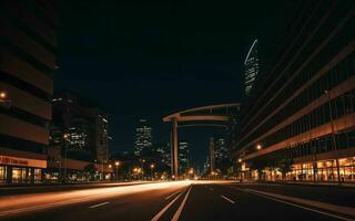 ai généré Urbain sérénité nuit lumières et architectural beauté ai généré photo